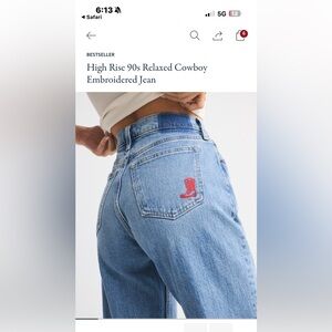 A&F Curve Love Embroidered Boot Jeans